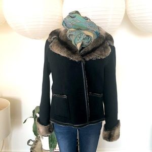 Olsen Europ Black With Grey Faux Fur jacket